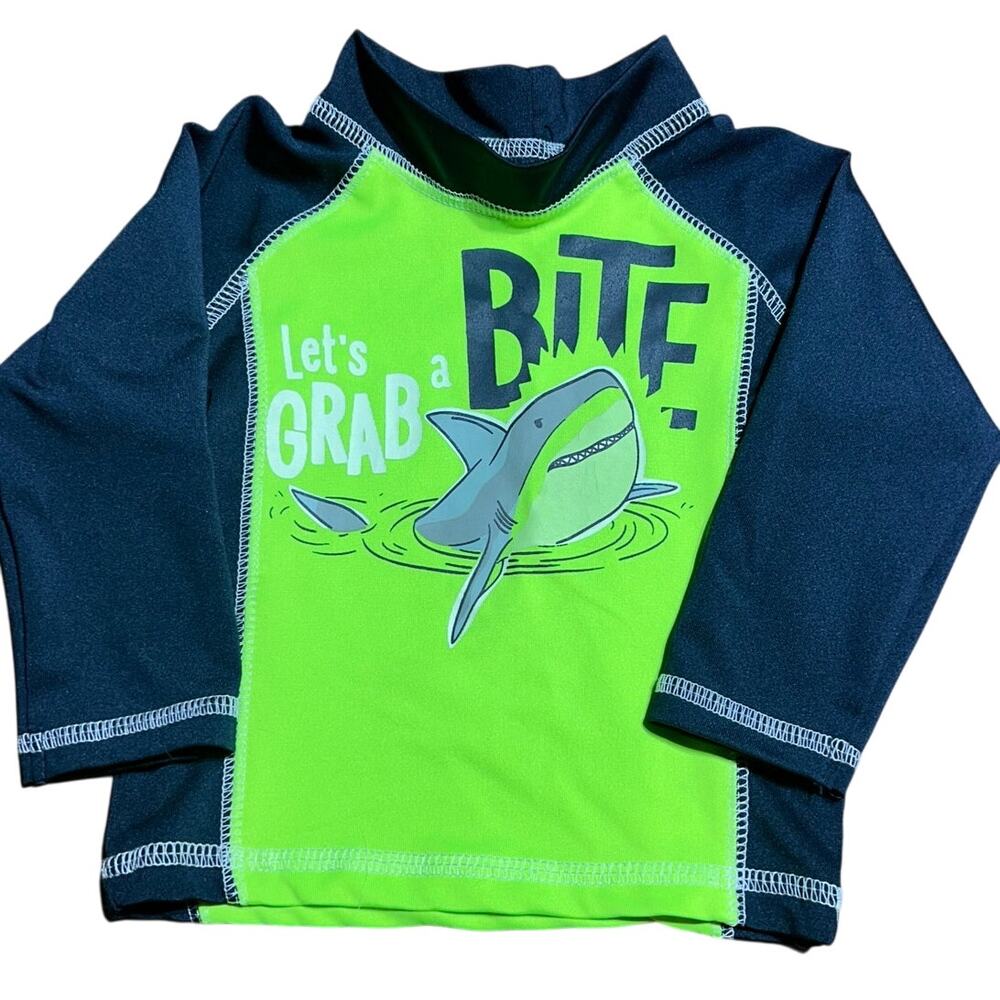 Mick Mack Boys long sleeve rash guard shark Lets Grab a bite size 12 months